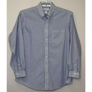 Brooks Brothers Non-Iron Button Front Shirt Mens Size 16 1/2 - 34/35 Blue Stripe